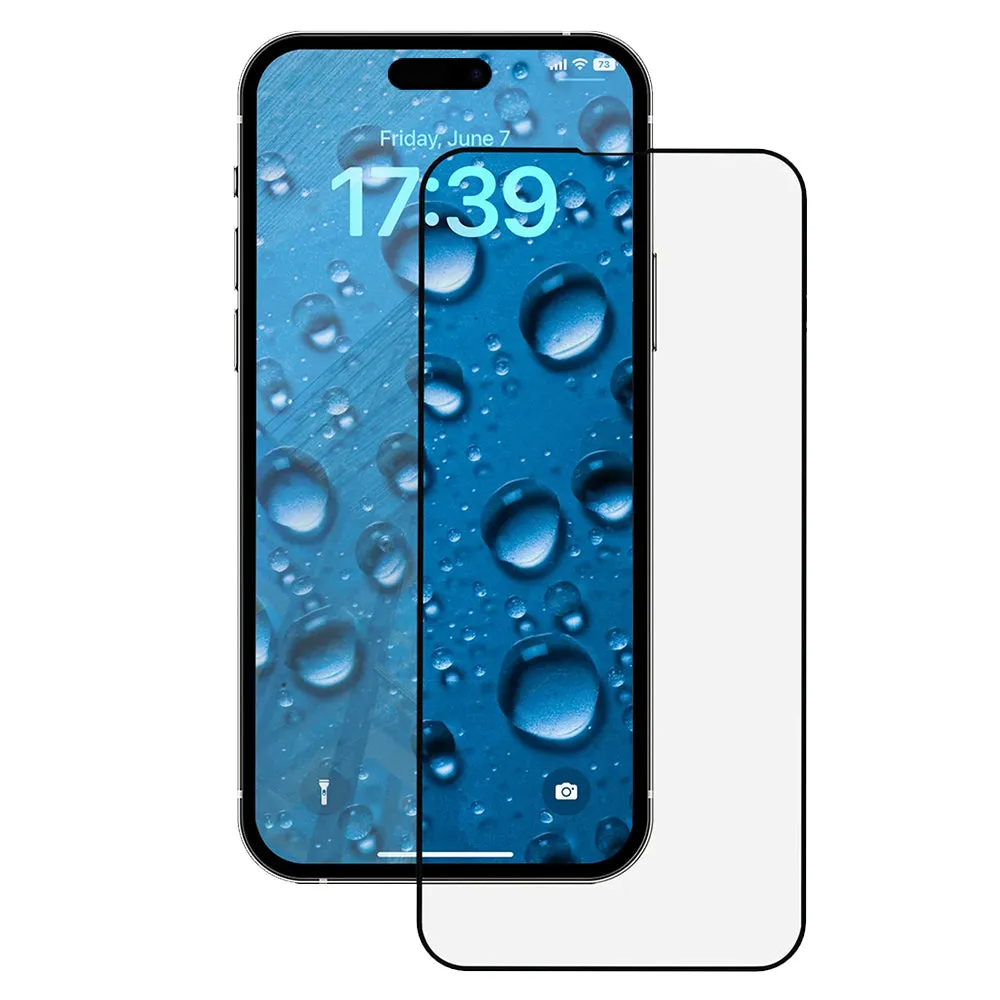 Pellicola protettiva per schermo Anank 3X Rinforzata per Apple iPhone 15, Vetro Temperato, Colla Completa, 2.5D, Nera - immagine 1