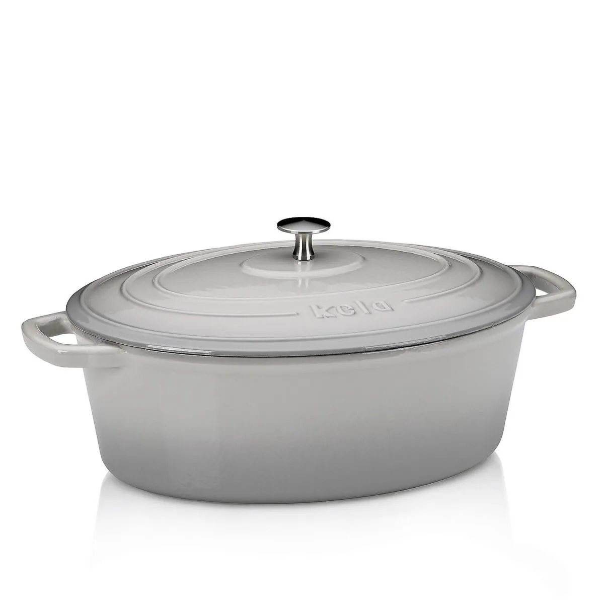 kela Cocotte Calido in ghisa ovale; 6 l, 33x26x12 cm (LxLxH); grigio; ovale - immagine 1