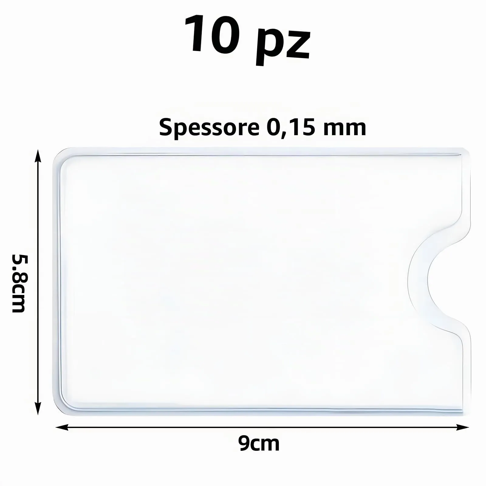Mulbijeo 10 x Trasparenti Porta Carte, 90 x 58 mm Custodie in Porta Tessere Plastica per Portacarte di Credito, Bancomat, Documenti – con foro per il Pollice, Adatte per Portafoglio - immagine 2