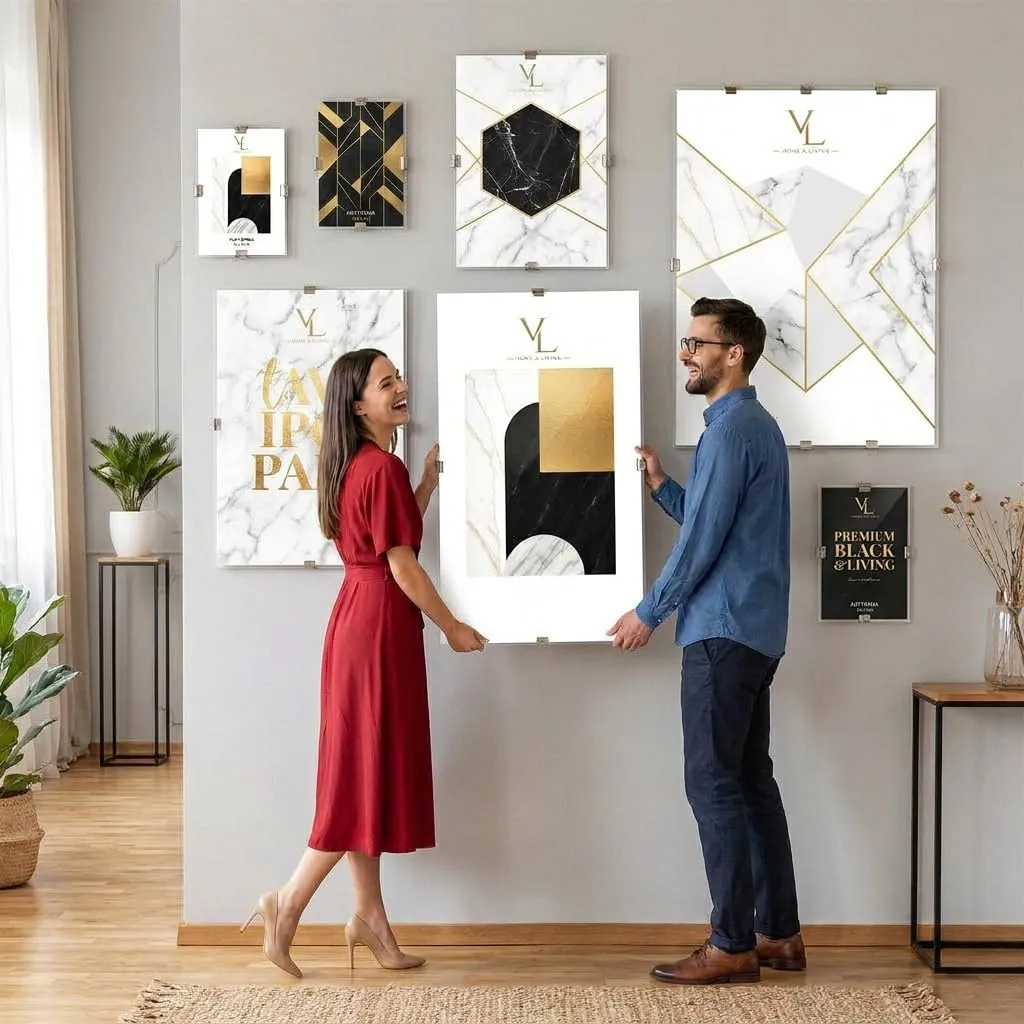 VELORA H&L Cornice a Giorno 100 x 140 cm - Cornice Clip con Plexiglass Trasparente e Pannello HDF per Foto, Poster, Diplomi, Certificati, Puzzle e Stampe, Verticale o Orizzontale - immagine 6