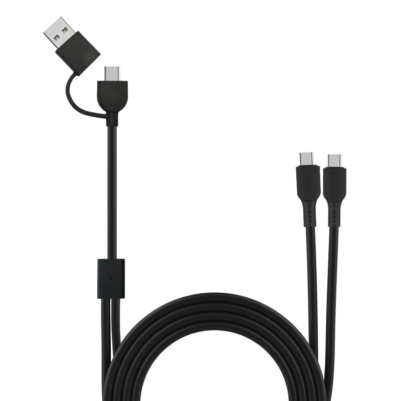 Muvit For Change Cavo USB-C + USB a 2x USB-C 3A/60W 1m Nero - immagine 1