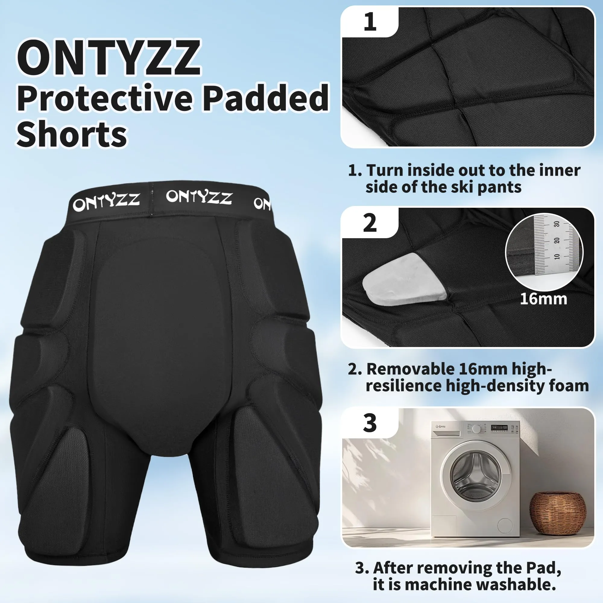 Pantaloni Protettivi 3D per Anca Sedere Coccige Pantaloncini Protettivi Imbottiti per Skateboard Sci Protezioni da Snowboard - immagine 4