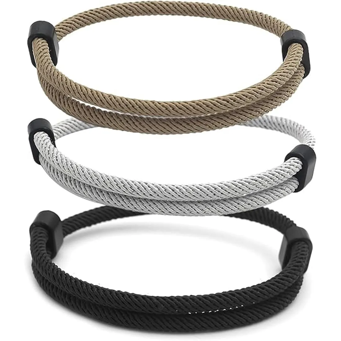 XUZOPIM 3 Pezzi Braccialetto Da Uomo In Corda Di Vela, Braccialetto Surfer Fatto A Mano, Regolabile In Paracord Per Uomini E Donne, Intrecciato Resistente All'Acqua - immagine 1