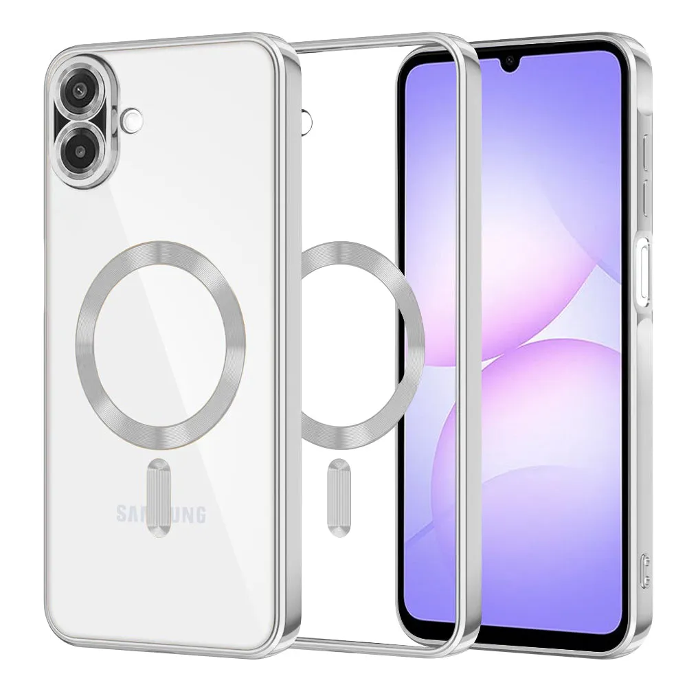 Custodia MagSafe per Samsung Galaxy A07 4G A075, Techsuit, Luxury Crystal, Argento - immagine 1