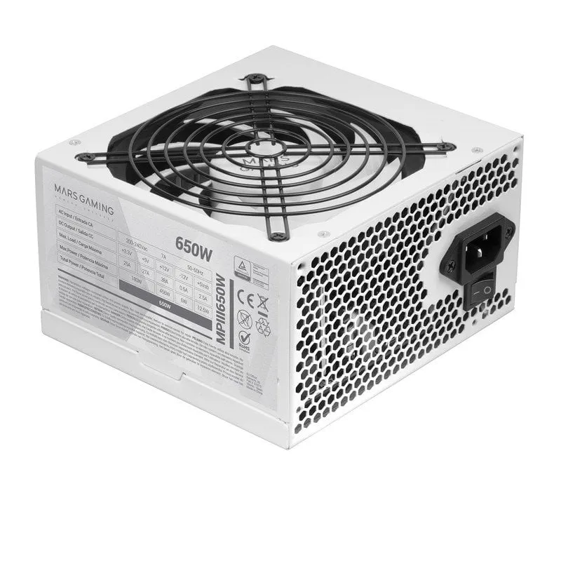 Mars Gaming Mpiiii650 Alimentatore Pc Atx 650w 5 Anni Garanzia Efficienza Ai-rpm 85% Bianco - immagine 1