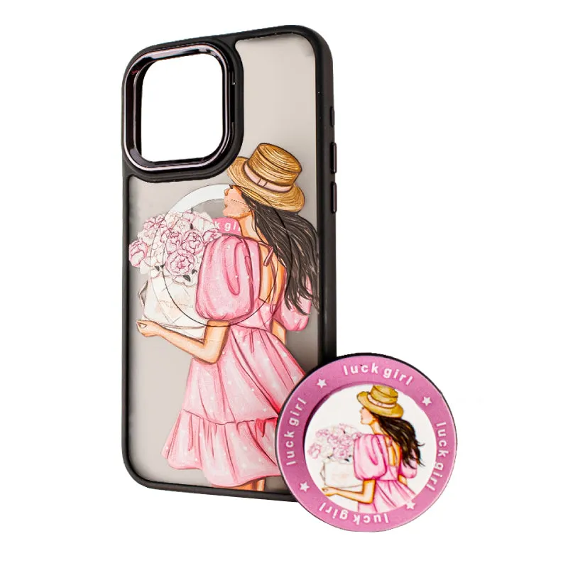 Custodia MagSafe per Xiaomi Redmi 10A / 9C, BOTER, MagPopsocket Luck Girl, Multicolore - immagine 1