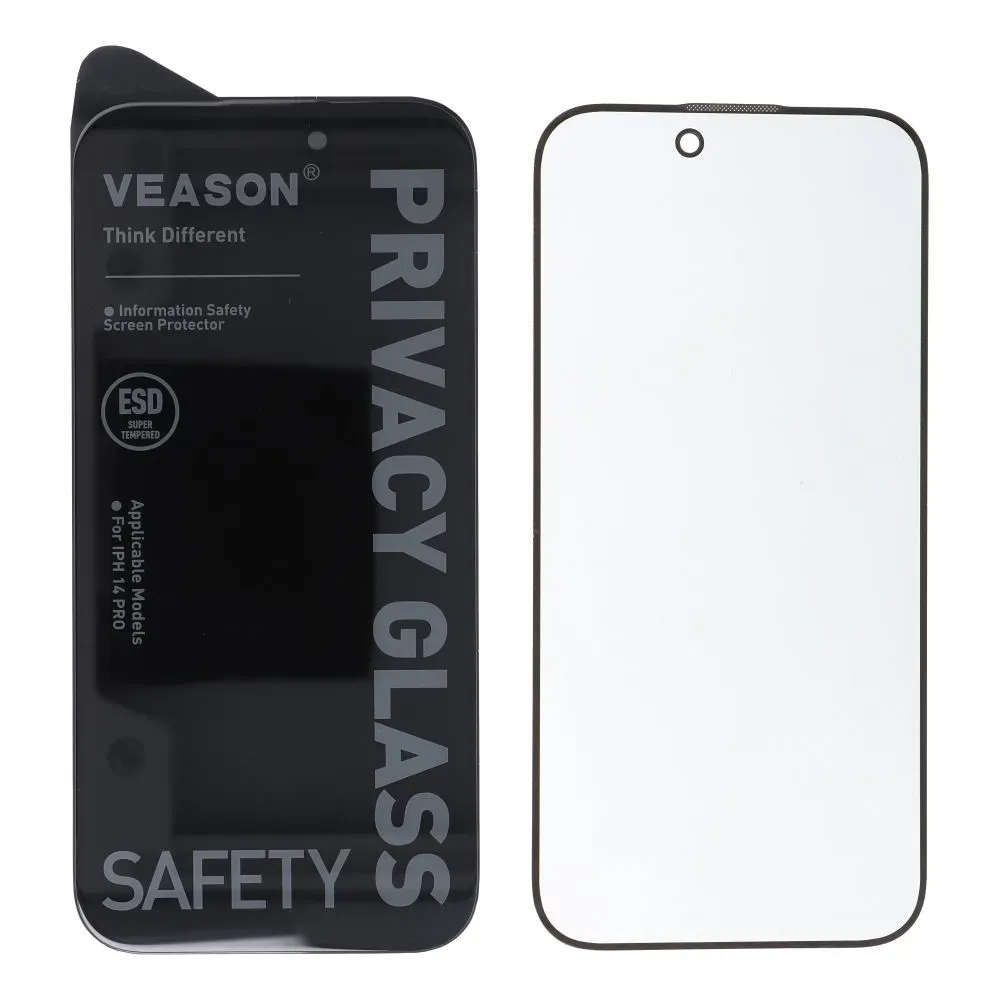 Pellicola protettiva per schermo Privacy Veason per Apple iPhone 16 Pro Max, Vetro Temperato, Colla Completa, 6D - immagine 1