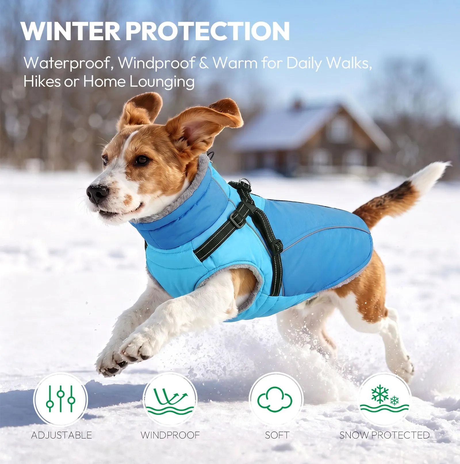 KONVINIT Cappotto Impermeabile per Cani Caldo con Imbracatura Integrata L - immagine 2