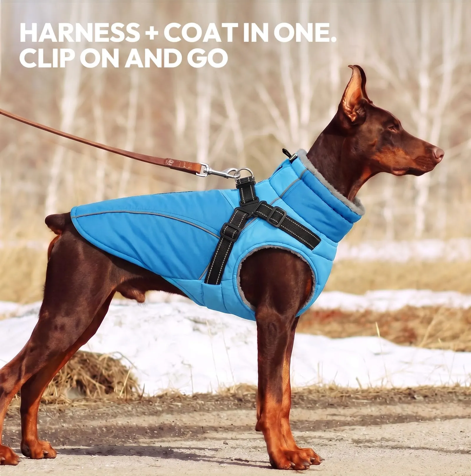 KONVINIT Cappotto Impermeabile per Cani Caldo con Imbracatura Integrata L - immagine 7