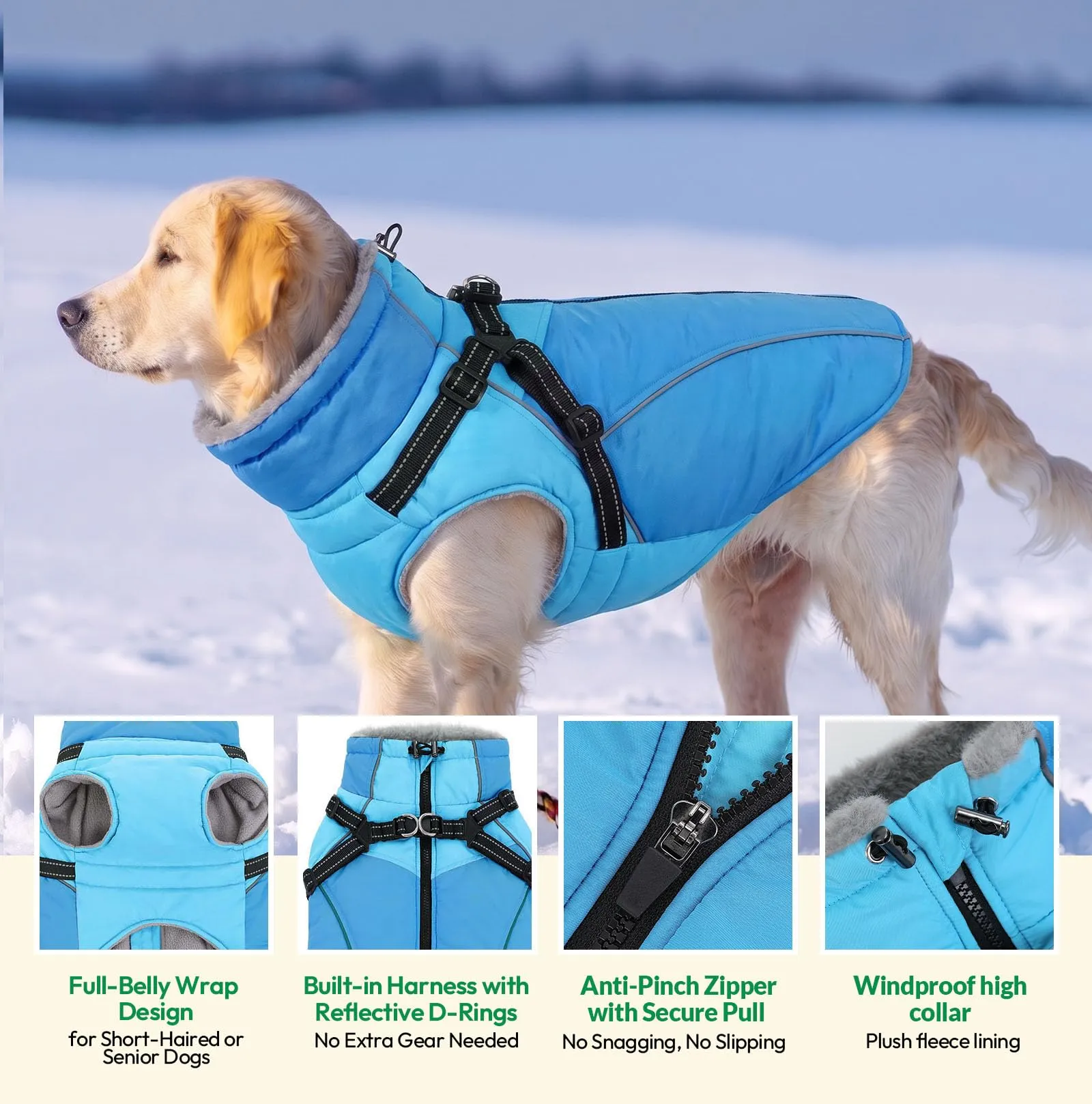 KONVINIT Cappotto Impermeabile per Cani Caldo con Imbracatura Integrata XL - immagine 3