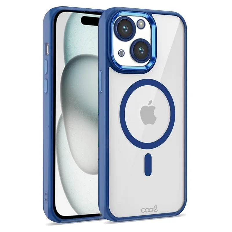 Fantastica custodia magnetica trasparente con bordo blu navy per iPhone 15 - immagine 1