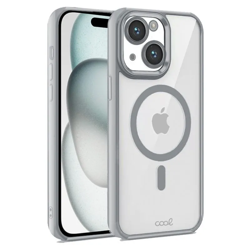 Fantastica custodia magnetica trasparente con bordo argentato per iPhone 15 - immagine 1