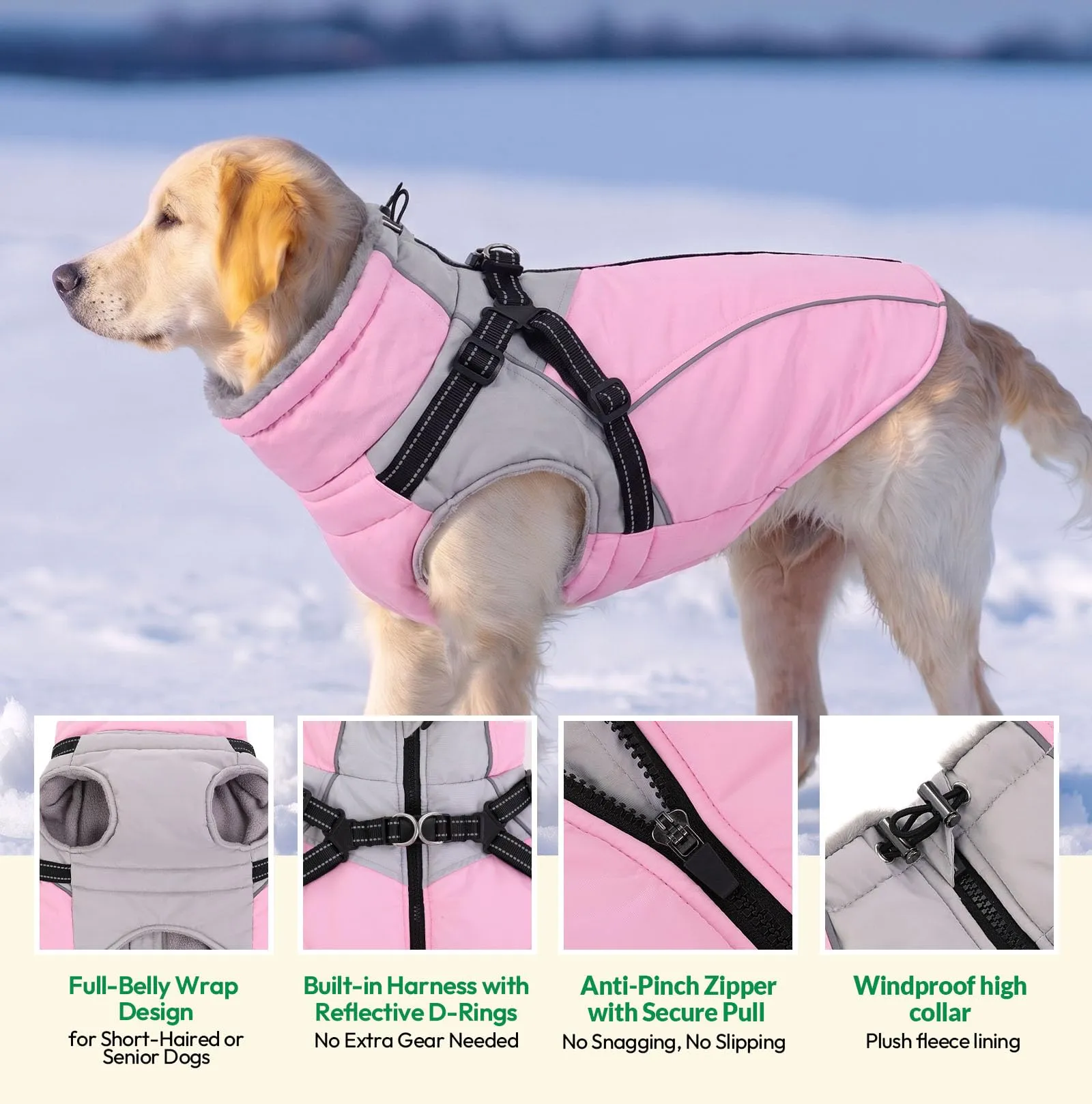 KONVINIT Cappotto Impermeabile per Cani Caldo con Imbracatura Integrata XS - immagine 3