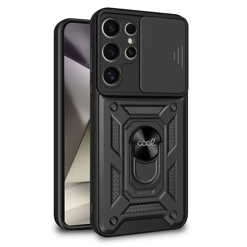 Custodia antiurto con supporto ad anello nero per Samsung S928 Galaxy S24 Ultra - immagine 1