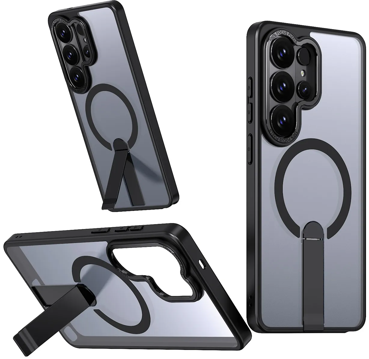 Custodia MagSafe per Samsung Galaxy S26 S942, Hybrid Armor, X con Supporto, Nera - immagine 1