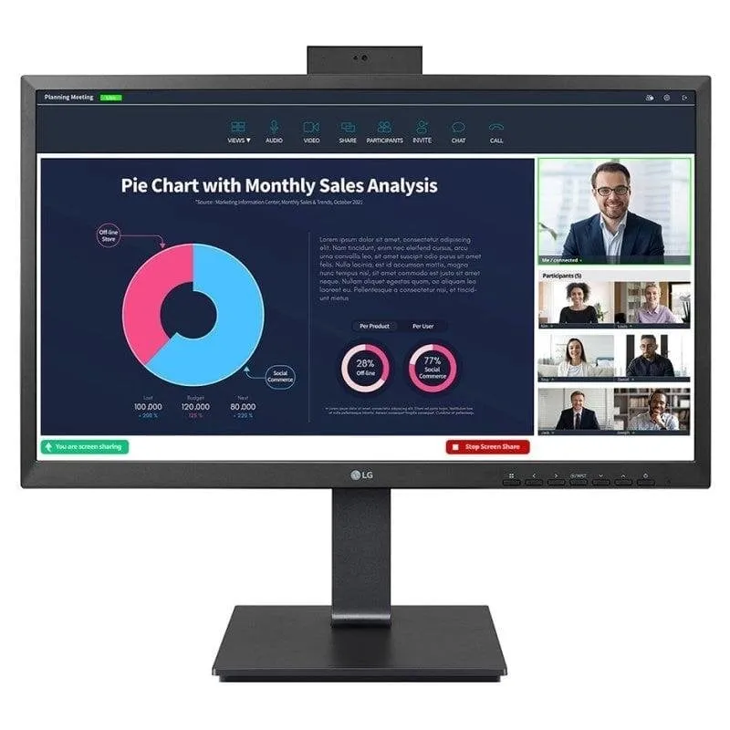 Monitor PC LG 24BP75CP-B 23.8" FullHD 60Hz IPS USB-C Webcam 5ms Audio - immagine 1