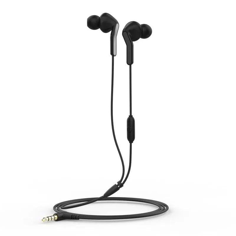 Auricolari Muvit E57 con cavo Jack 3.5 mm con microfono e plastiche riciclate neri - immagine 1