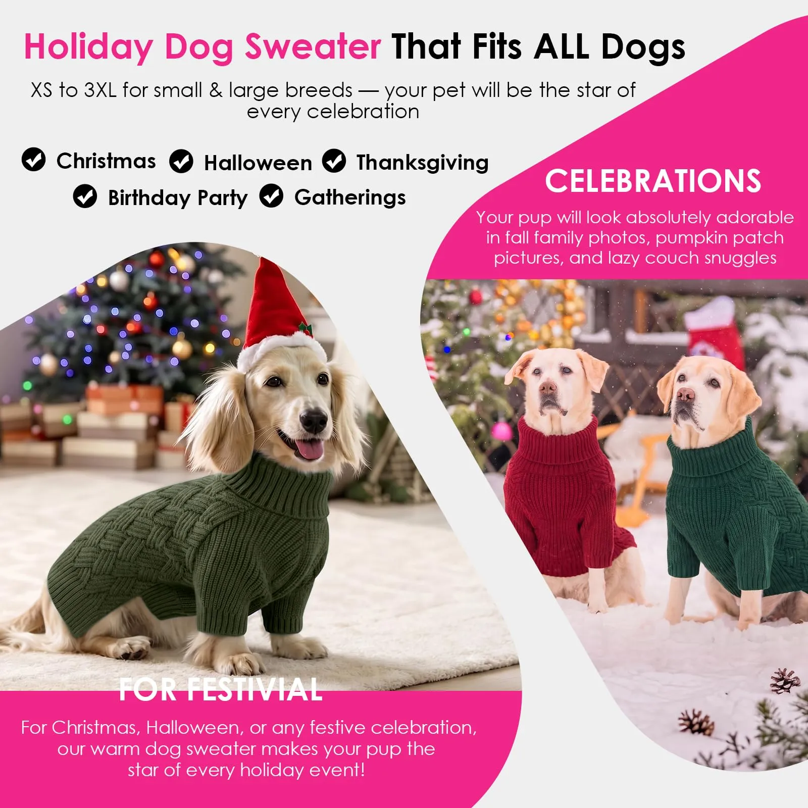AOFITEE Maglione per cani di taglia grande, maglione caldo a collo alto - immagine 7