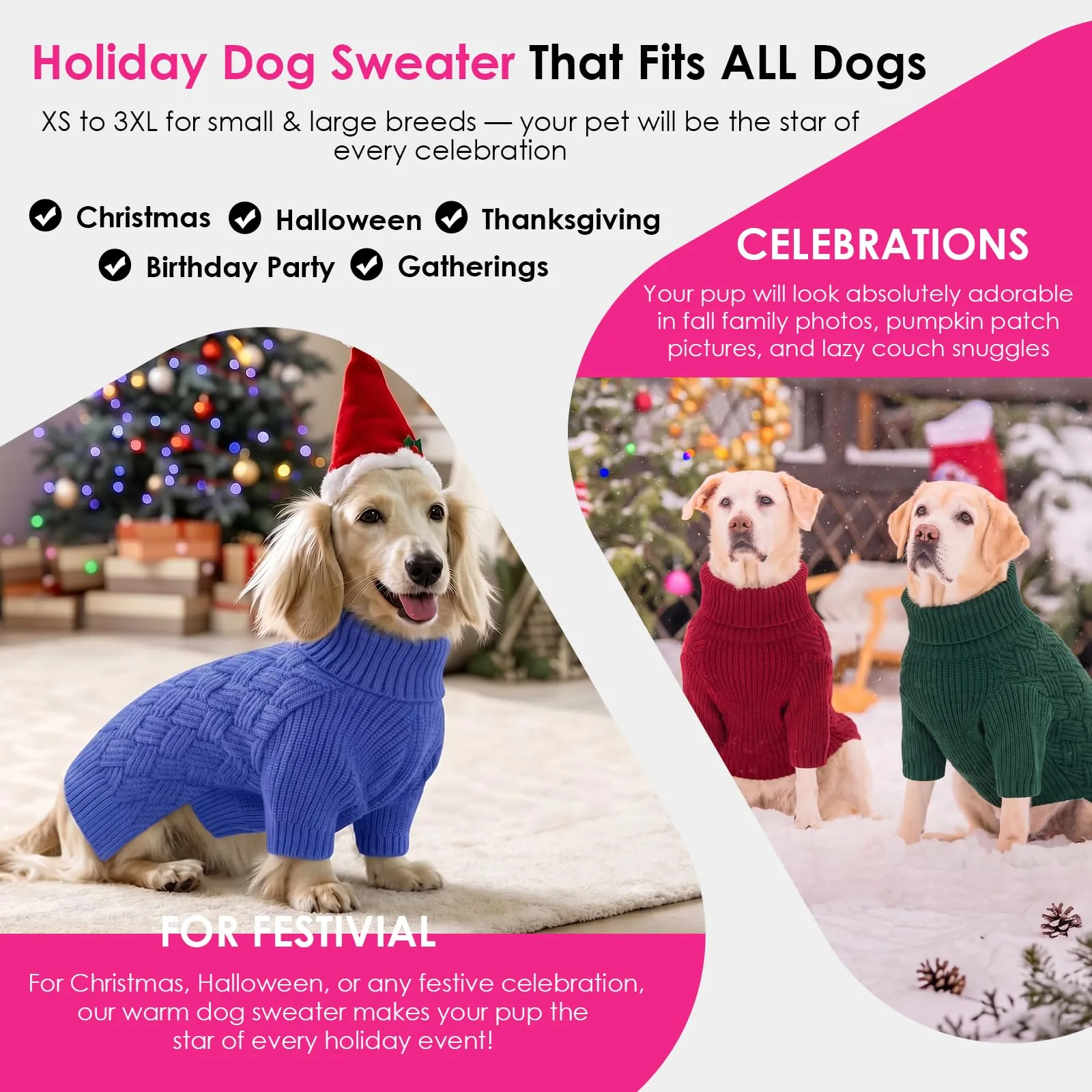 AOFITEE Maglione per cani di taglia grande, caldo maglione lavorato a - immagine 7