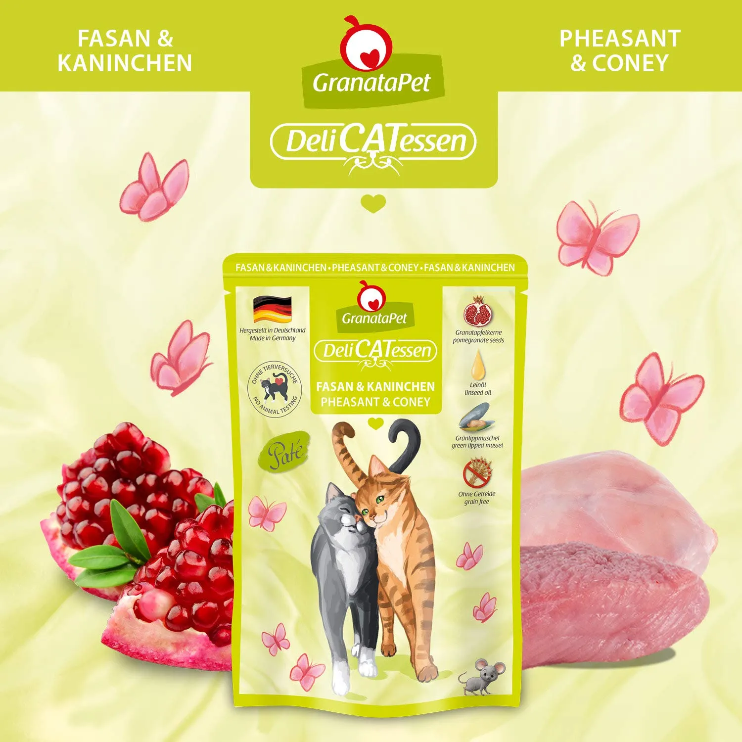 GranataPet DeliCatessen Multipack 3 senza pesce, cibo umido per gatti in pacchetto di prove, alimento completo senza cereali, cibo per gatti ad alta percentuale di carne e oli di alta qualità, 6 x 85 - immagine 2