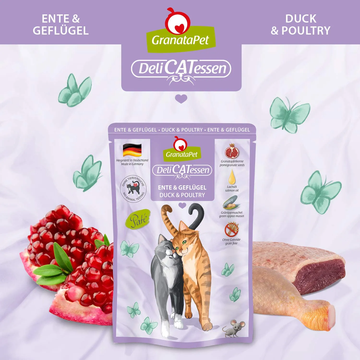 GranataPet DeliCatessen Multipack 3 senza pesce, cibo umido per gatti in pacchetto di prove, alimento completo senza cereali, cibo per gatti ad alta percentuale di carne e oli di alta qualità, 6 x 85 - immagine 3
