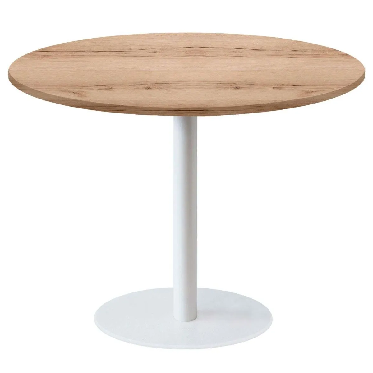 RestooTab Tavolo Rome XL rotondo base bianco - laminato legno; 120x120x75x120 cm (LxLxHxØ); quercia/naturale; struttura nero; rotonda - immagine 1