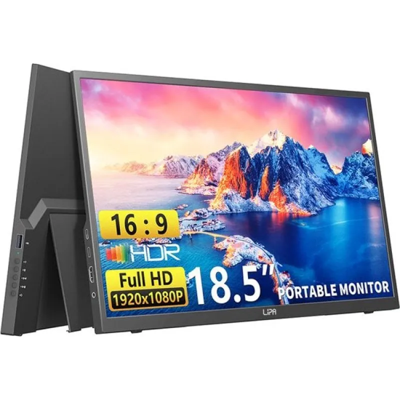 Monitor PC Lipa HDR-80 18,5" FullHD 100Hz LED Portatile USB-C HDMI Audio 3ms - immagine 1