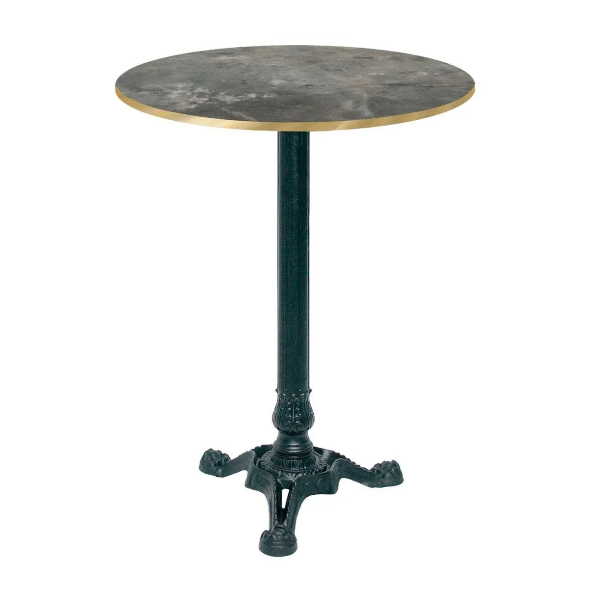 RestooTab Tavolo alto Bistrot rotondo - laminato legno; 60x60x113x60 cm (LxLxHxØ); grigio/blu/ottone; struttura nero; rotonda - immagine 1
