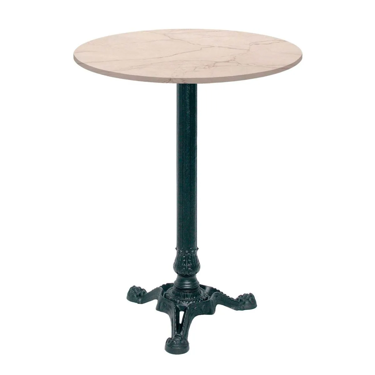 RestooTab Tavolo alto Bistrot rotondo - laminato pietra & legno; 60x60x113x60 cm (LxLxHxØ); bianco lana/beige/marmorizzato; struttura nero; rotonda - immagine 1