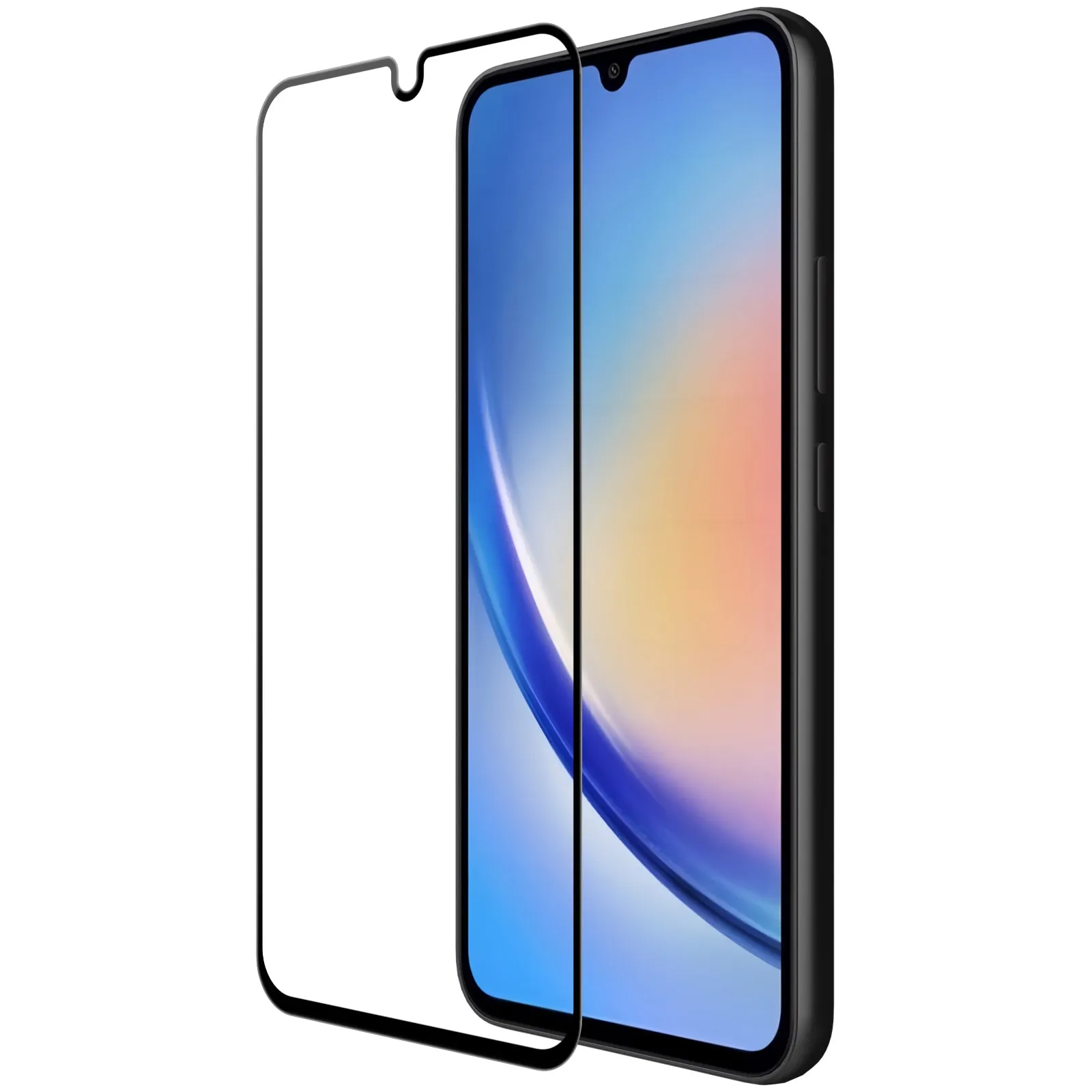 Pellicola protettiva OEM per Samsung Galaxy A34 A346, vetro schermato, colla completa, 9D, nero - immagine 1