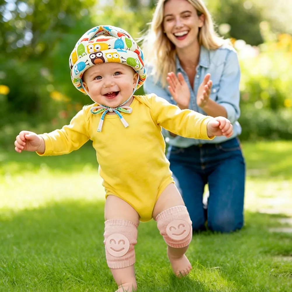 HAGOT Caschetto Primi Passi, Primi Passi Per Bambini Neonati, Protezione Anticollisione Regolabile e Traspirante, con Ginocchiere - immagine 7