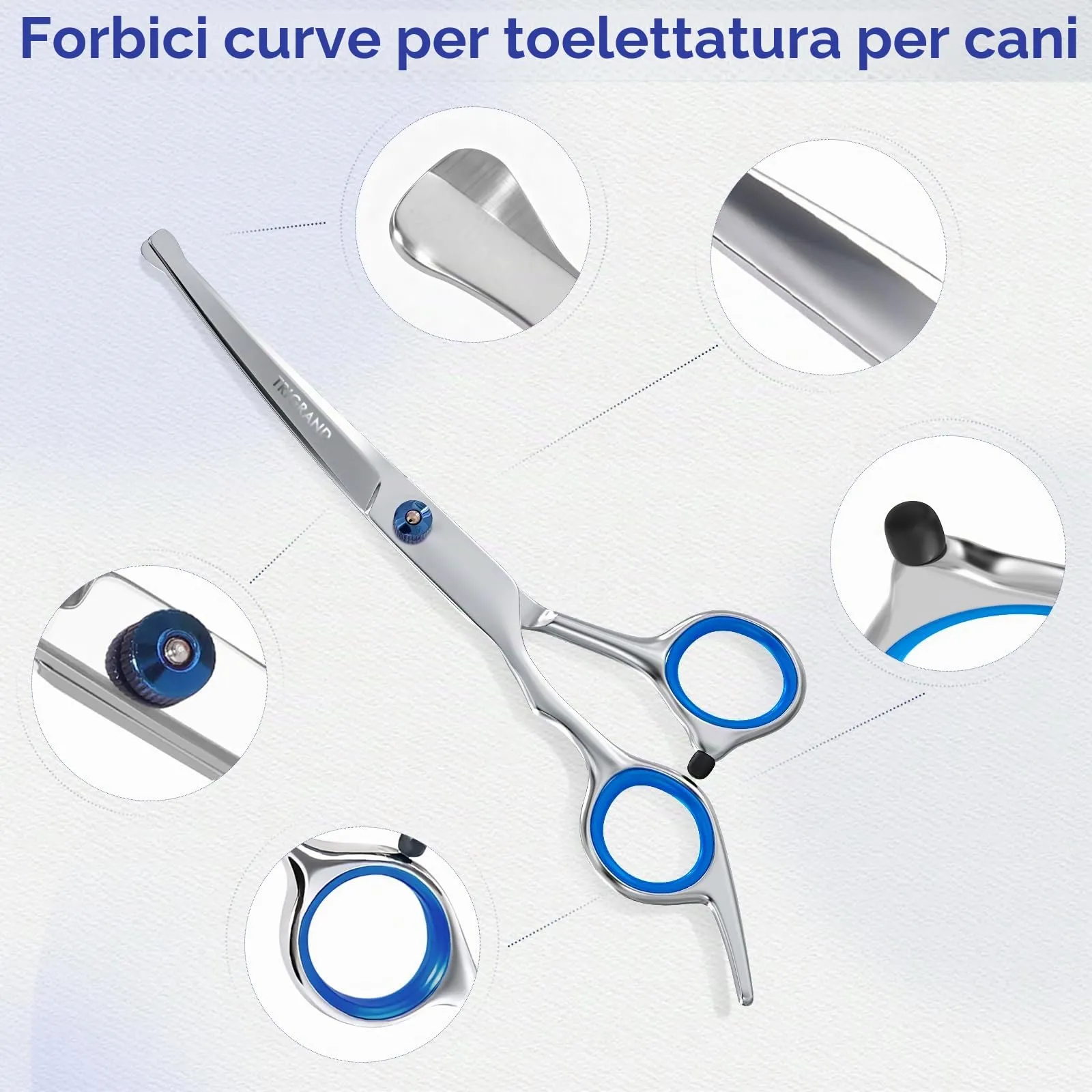 Forbici Toelettatura Cani,Punte Arrotondate Sicure,Per Faccia, Zampe,Coda - immagine 5