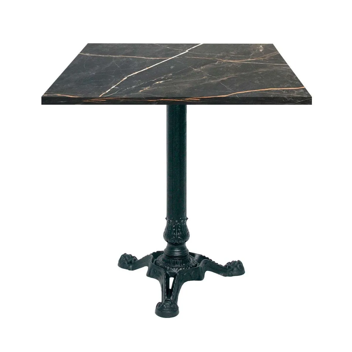RestooTab Tavolo Bistrot quadrato - laminato pietra & legno; 70x70x75 cm (LxLxH); nero/oro/marmorizzato; struttura nero; quadrata - immagine 1