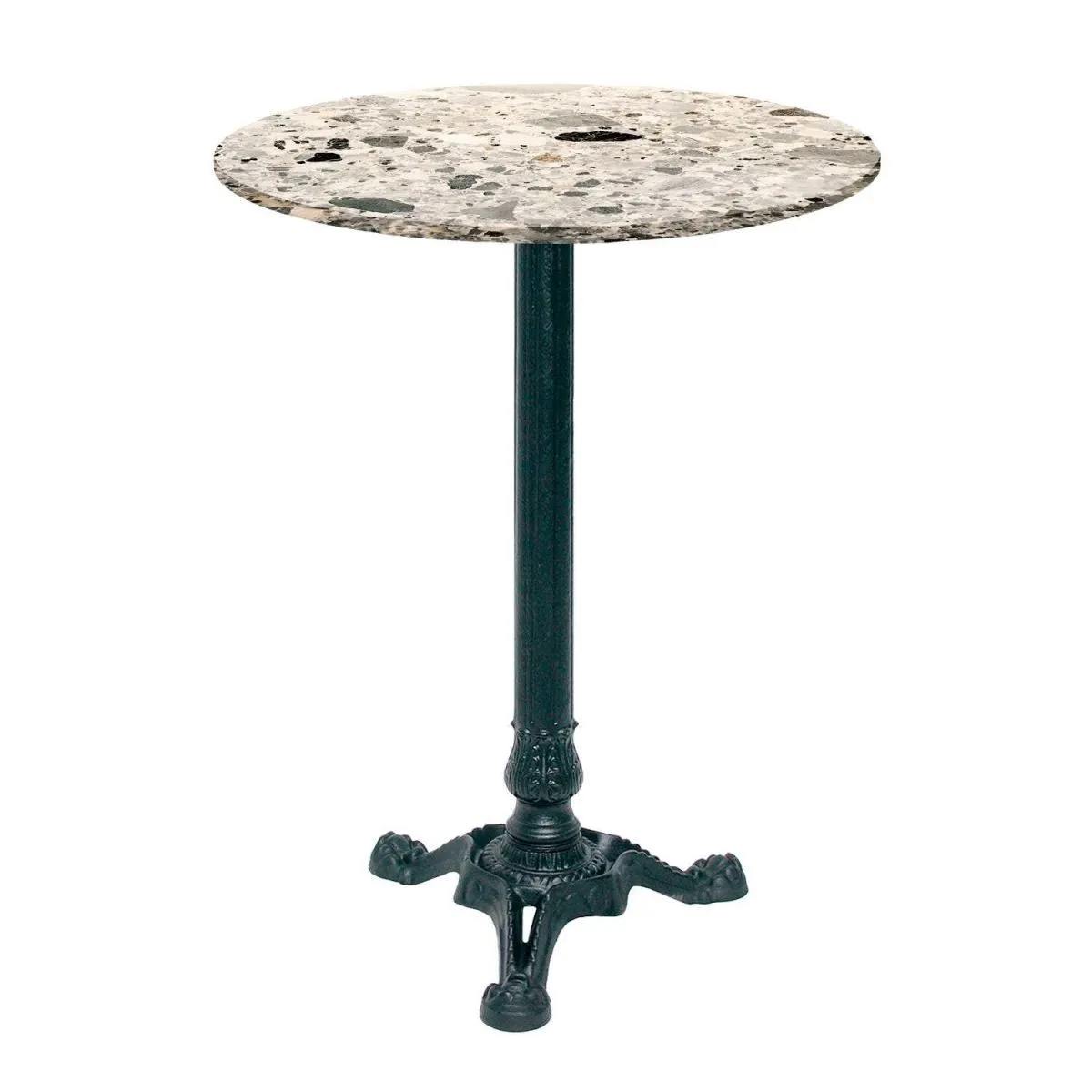 RestooTab Tavolo alto Bistrot rotondo - laminato pietra & legno; 60x60x113x60 cm (LxLxHxØ); grigio/terazzo; struttura nero; rotonda - immagine 1