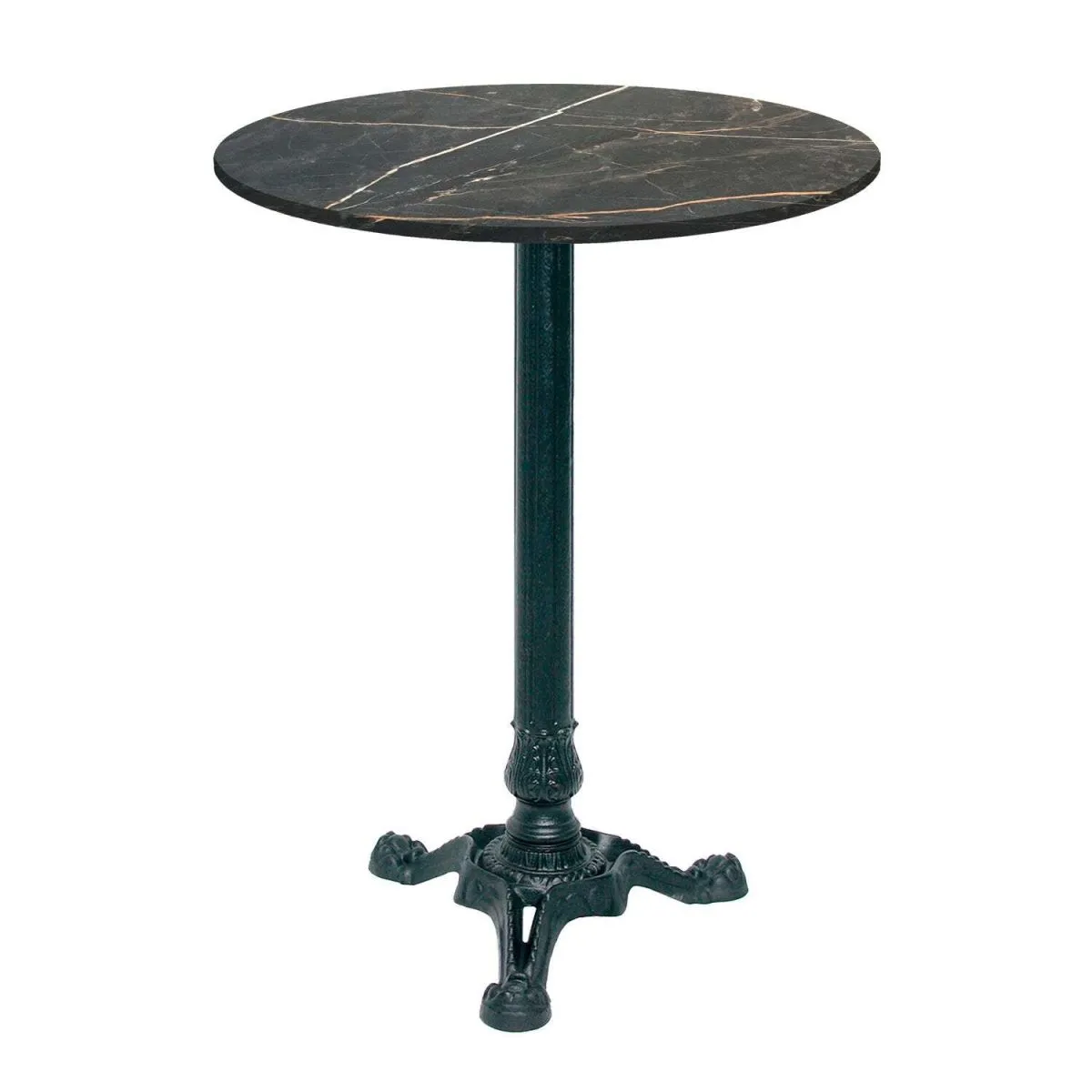 RestooTab Tavolo alto Bistrot rotondo - laminato pietra & legno; 60x60x113x60 cm (LxLxHxØ); nero/oro/marmorizzato; struttura nero; rotonda - immagine 1