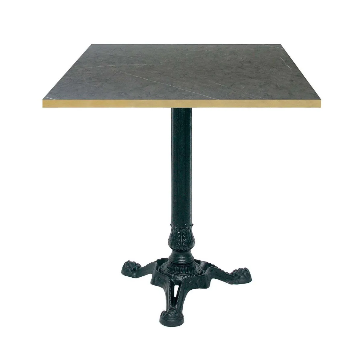 RestooTab Tavolo Bistrot quadrato - bordi color ottone; 70x70x75 cm (LxLxH); nero/grigio scuro/ottone; struttura nero; quadrata - immagine 1