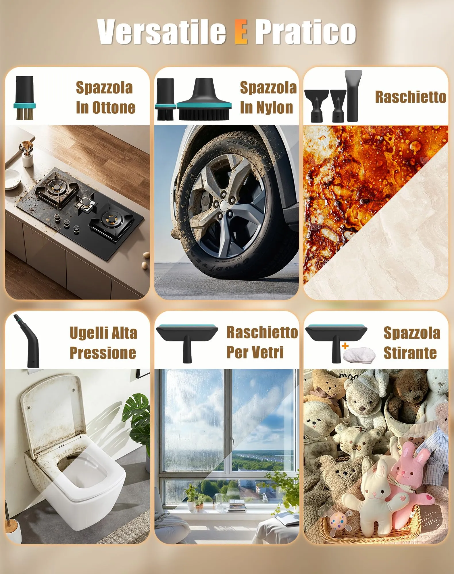 Pulitore a Vapore, Pulitore a Vapore Portatile, 1.8L Serbatoio, 4 Bar 1500W - immagine 8