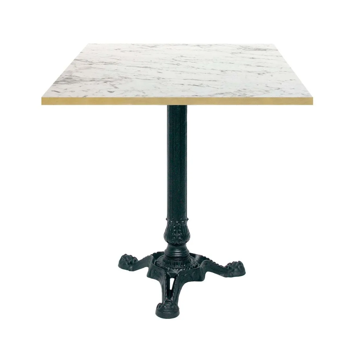 RestooTab Tavolo Bistrot quadrato - bordi color ottone; 70x70x75 cm (LxLxH); bianco/marmorizzato/ottone; struttura nero; quadrata - immagine 1