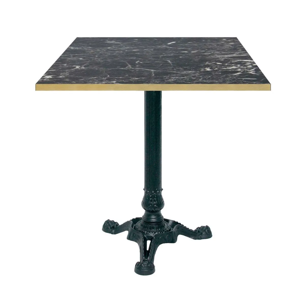 RestooTab Tavolo Bistrot quadrato - bordi color ottone; 70x70x75 cm (LxLxH); nero/marmorizzato/ottone; struttura nero; quadrata - immagine 1