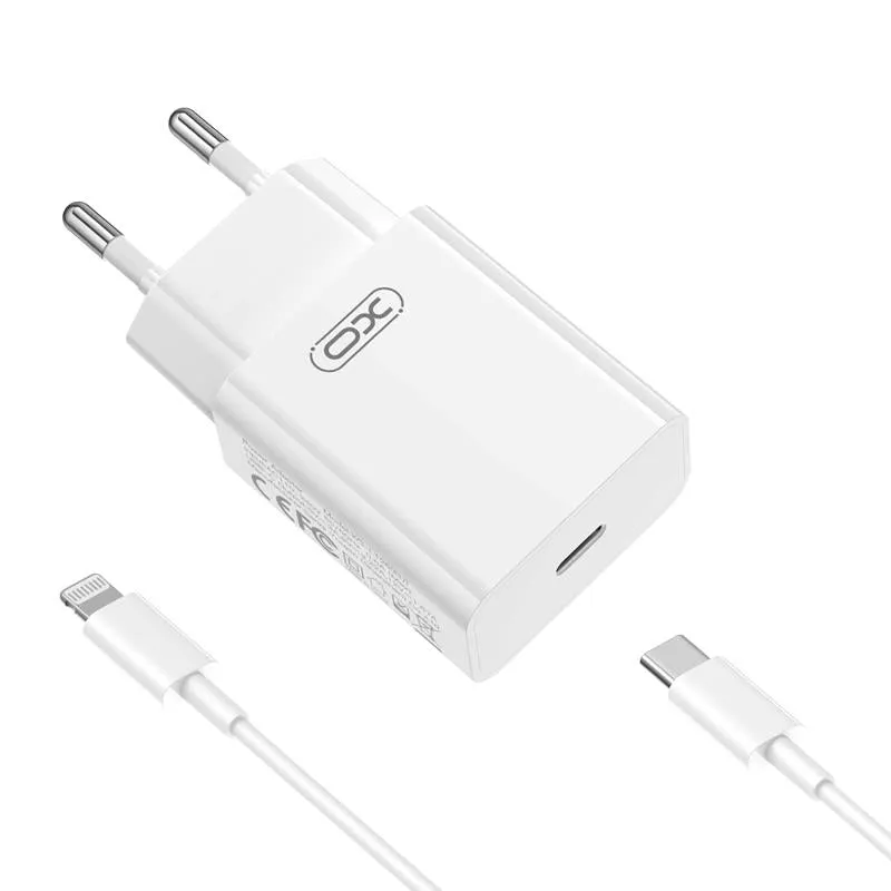 Caricatore da rete con cavo Lightning XO Design L126, 20W, 3A, 1 x USB-C, Bianco - immagine 1