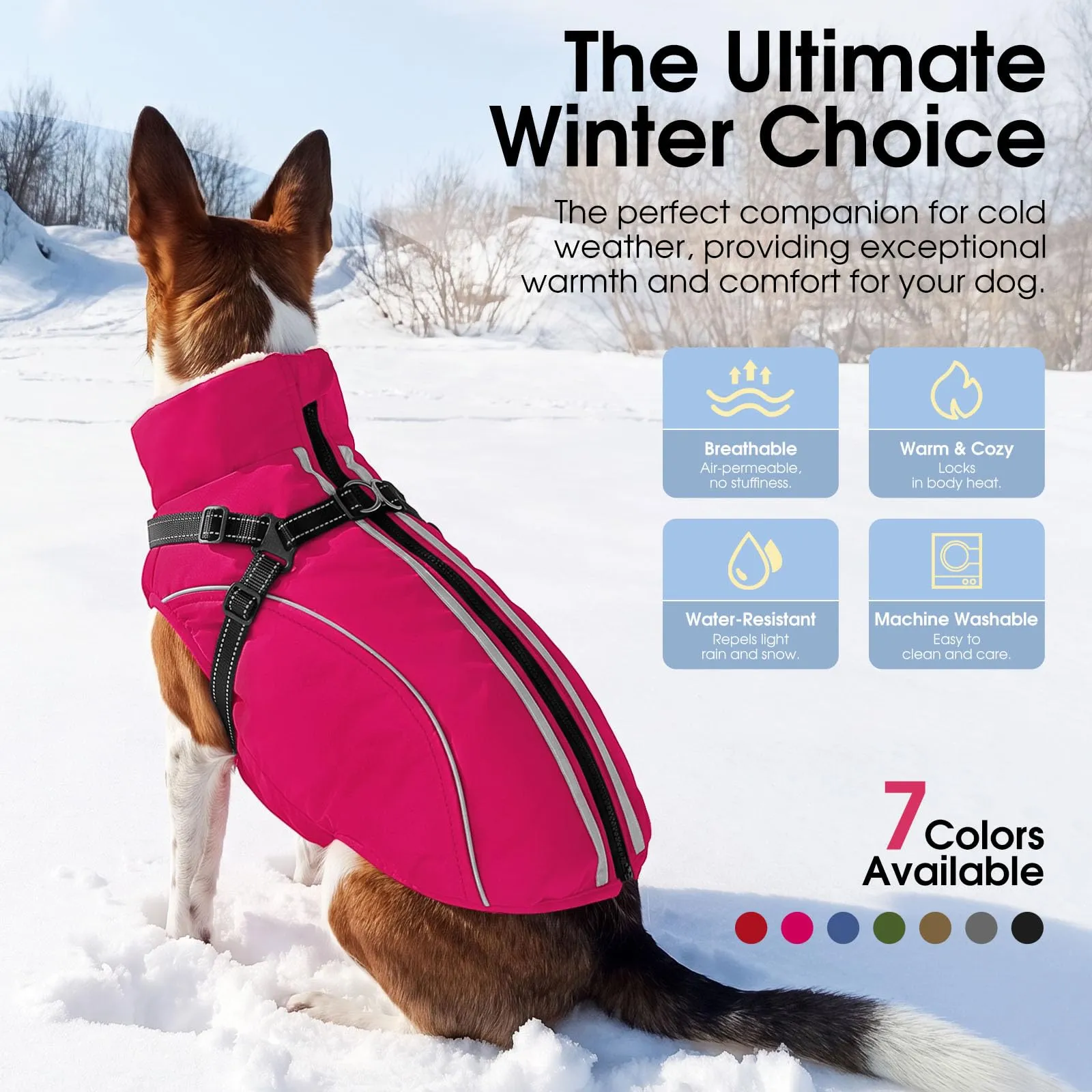 CITÉTOILE Cappotto Invernale per Cani Impermeabile Giacca Calda Rosa XL - immagine 5