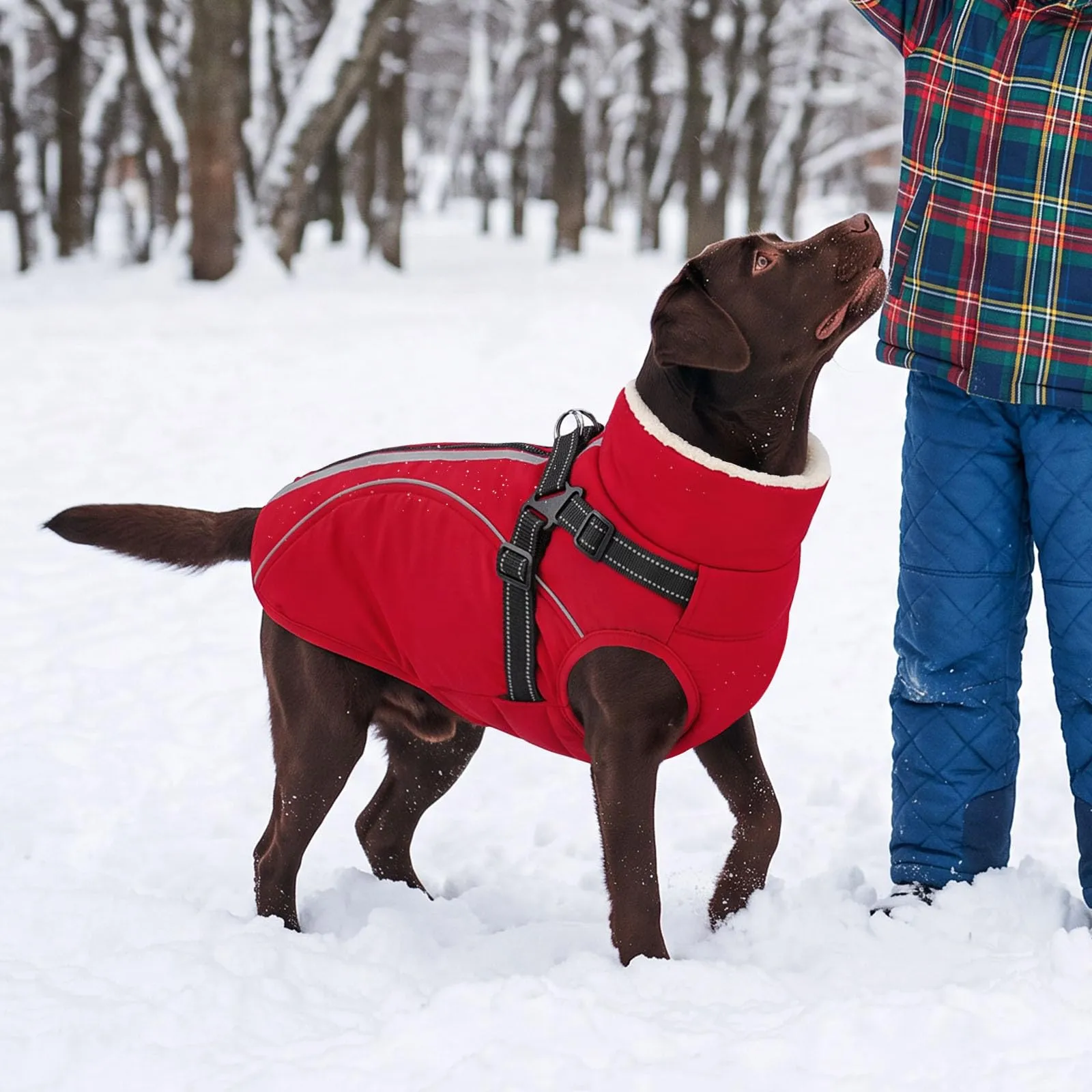CITÉTOILE Cappotto Invernale per Cani Impermeabile Giacca Calda Rosso XXL - immagine 6