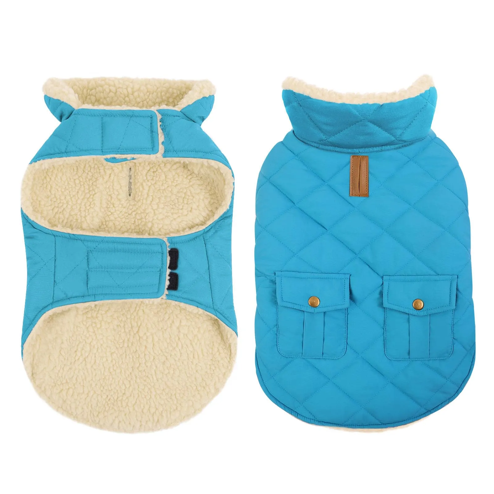 CITÉTOILE Gilet Termico Invernale per Cani in Lana Spessa Blu chiaro XS - immagine 1