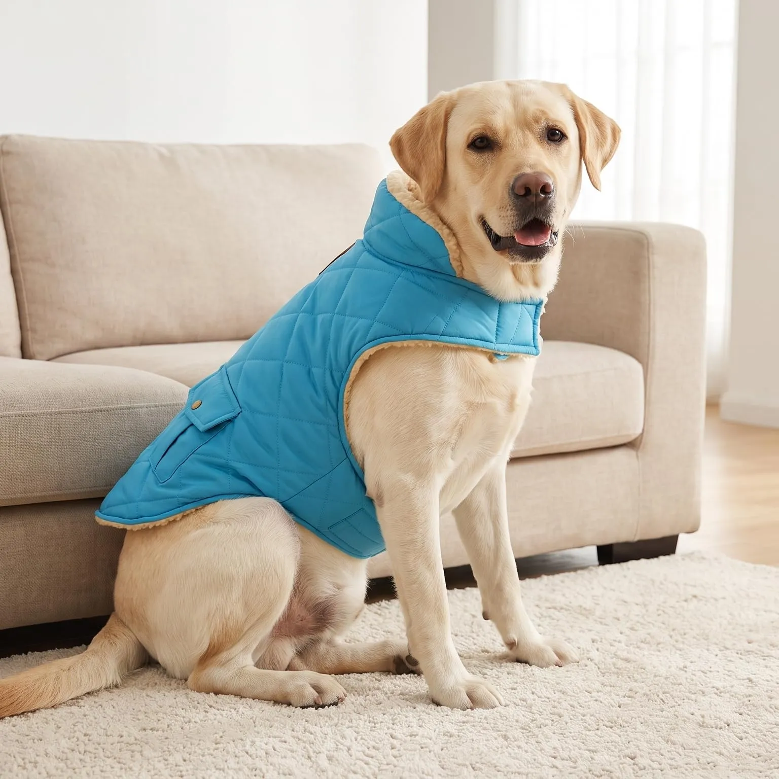 CITÉTOILE Gilet Termico Invernale per Cani in Lana Spessa Blu chiaro XS - immagine 7