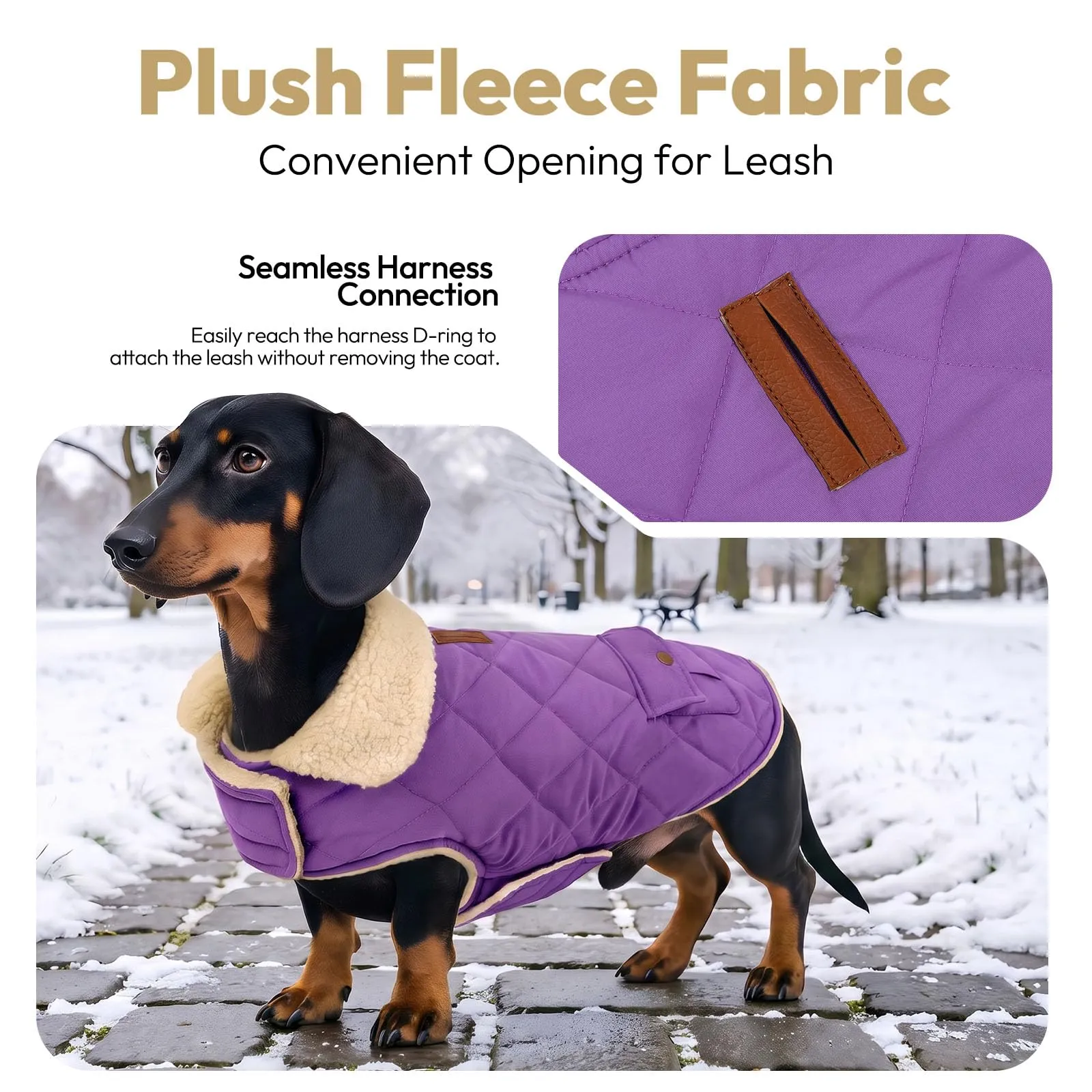 CITÉTOILE Gilet Termico Invernale per Cani in Lana Spessa Violetta scura S - immagine 4