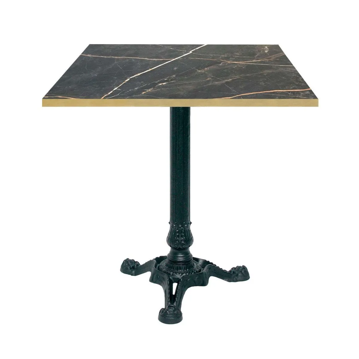 RestooTab Tavolo Bistrot quadrato - bordi color ottone; 70x70x75 cm (LxLxH); nero/oro/ottone; struttura nero; quadrata - immagine 1