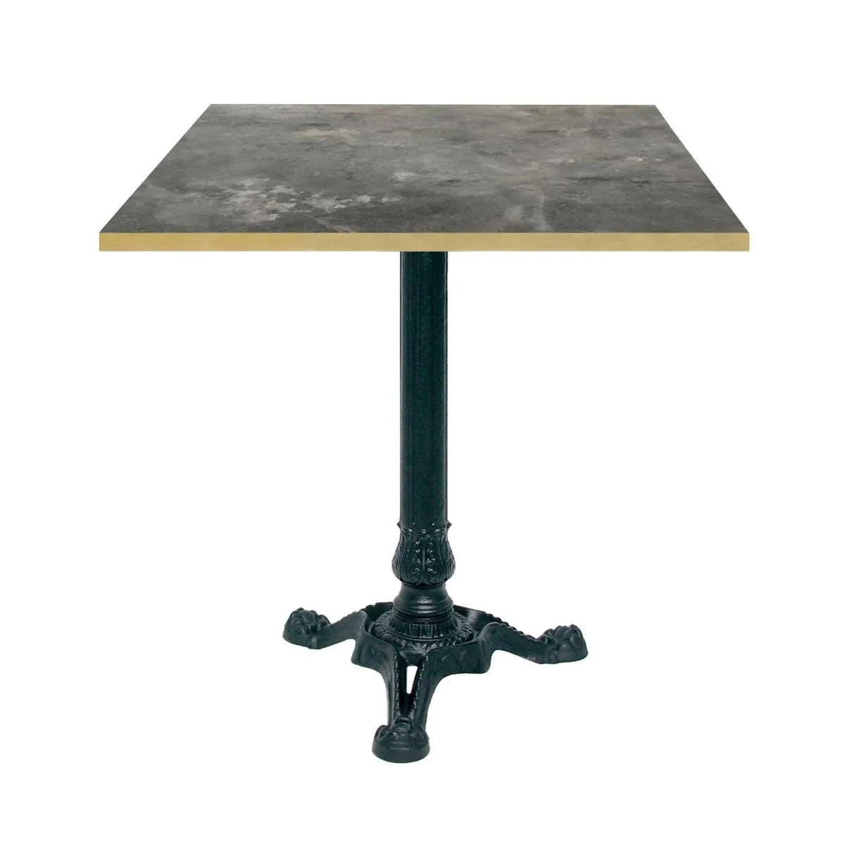 RestooTab Tavolo Bistrot quadrato - bordi color ottone; 70x70x75 cm (LxLxH); grigio/blu/ottone; struttura nero; quadrata - immagine 1