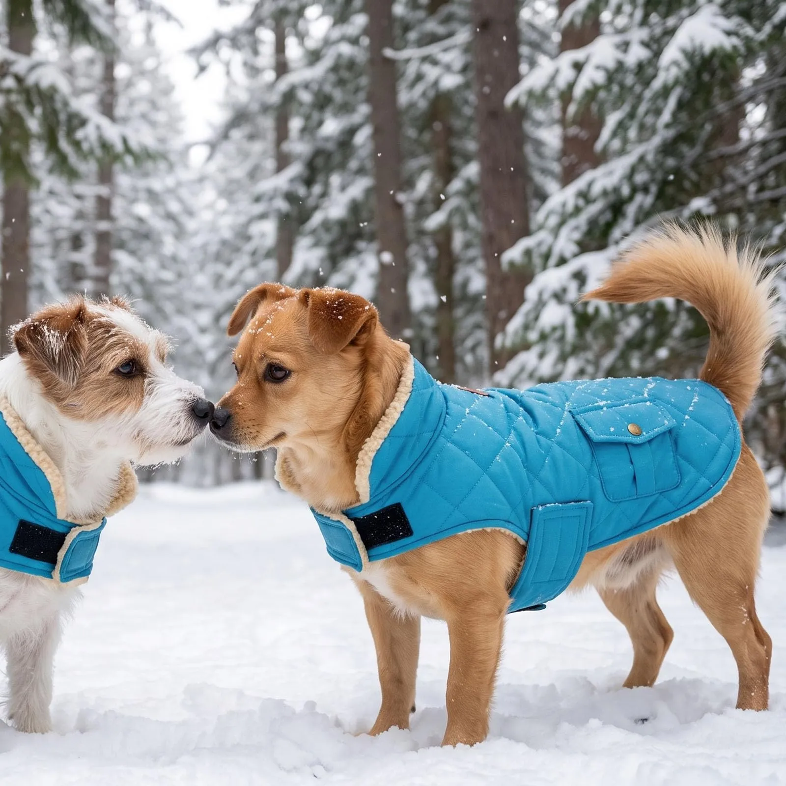 CITÉTOILE Gilet Termico Invernale per Cani in Lana Spessa Blu chiaro S - immagine 6