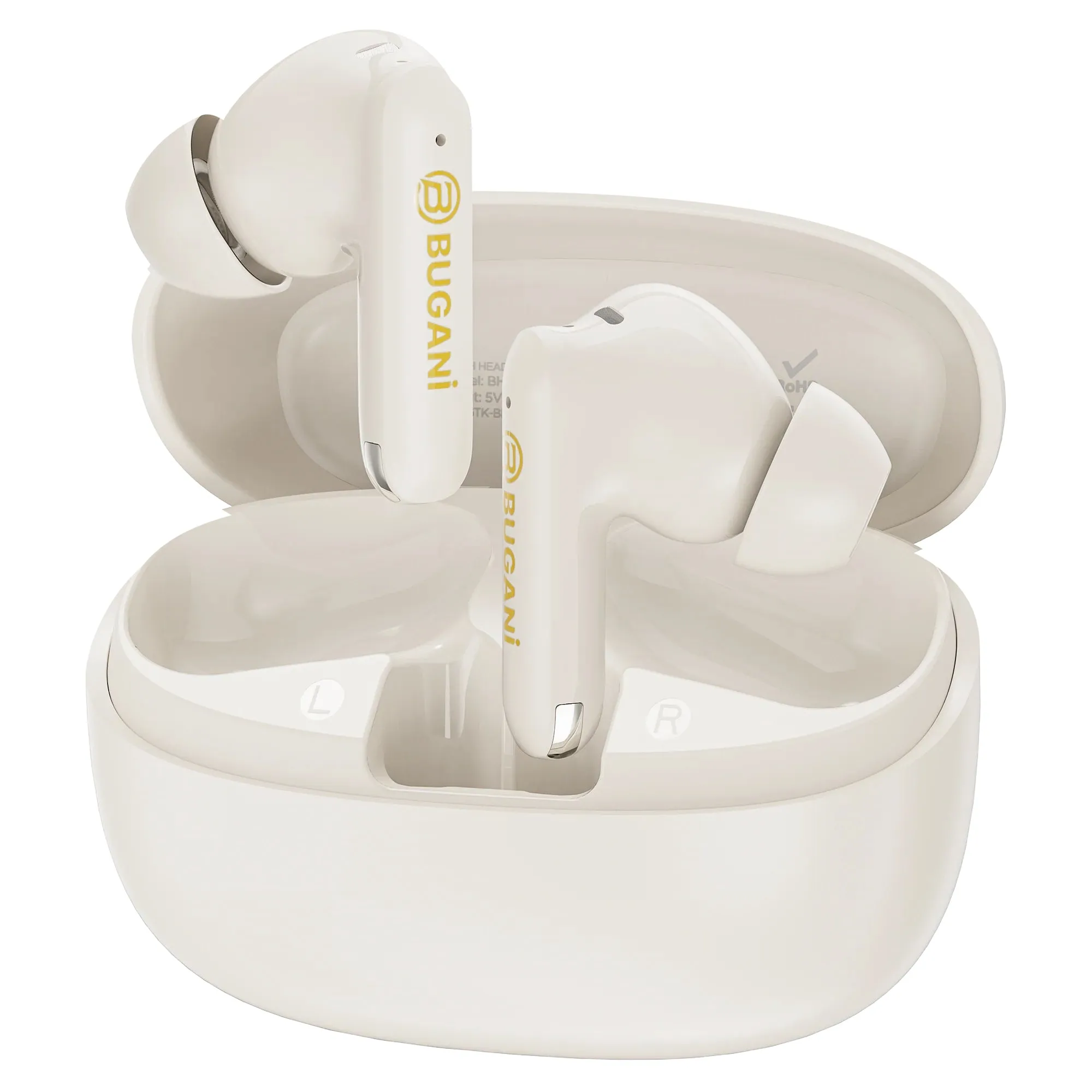 Auricolari Bluetooth Bugani Freebuds B20, TWS, ANC, Crema Chiaro - immagine 1