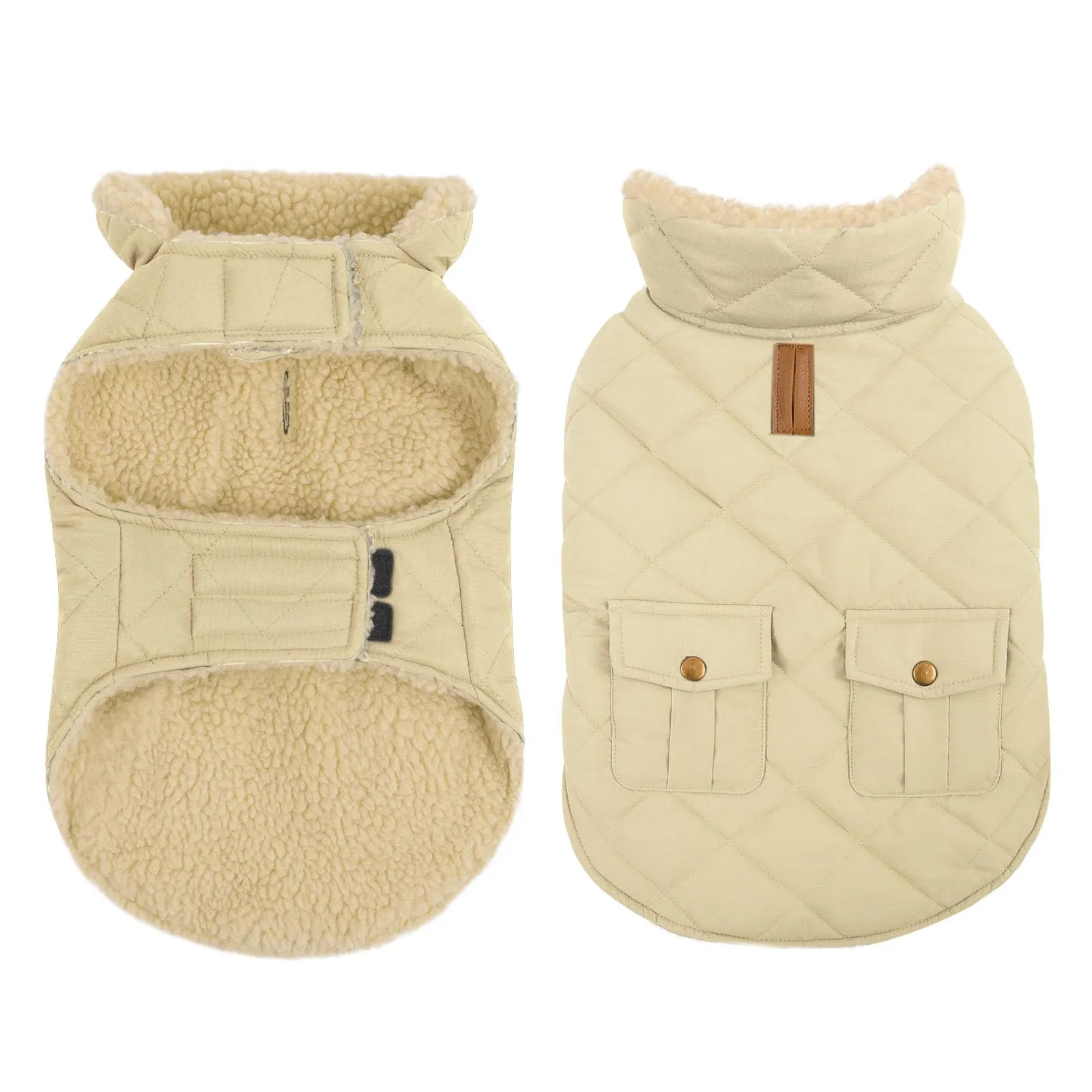 CITÉTOILE Gilet Termico Invernale per Cani in Lana Spessa Beige XS - immagine 1